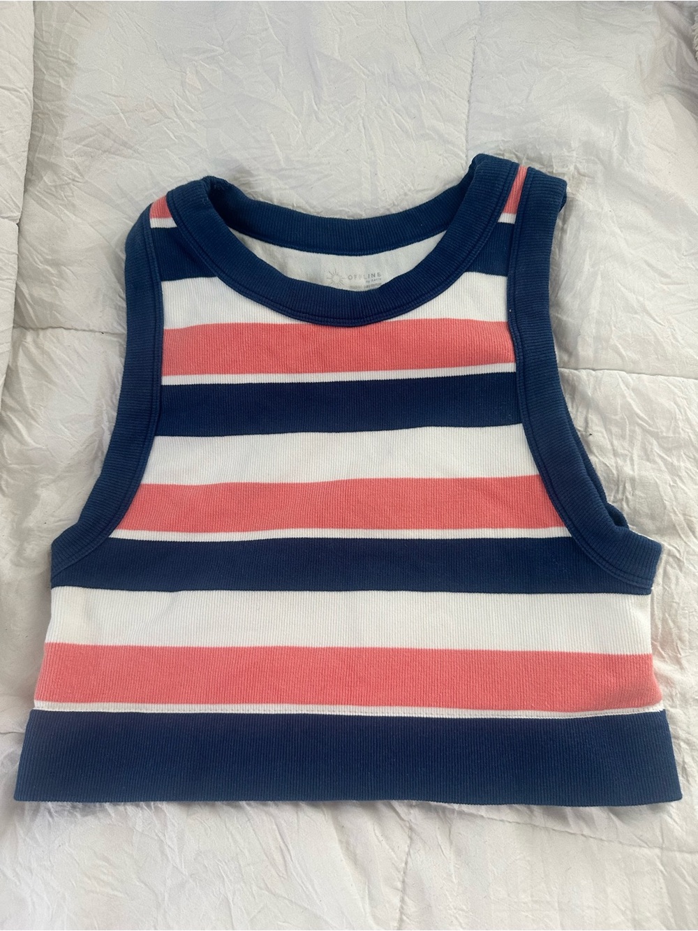 Striped Tank Top in Navy, White & Coral